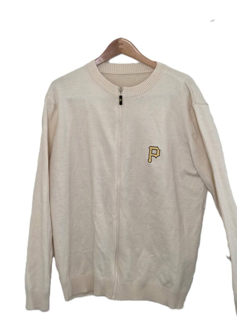 MLB Pittsburgh Pirates PNC Bank Full Zip Cardigan Sweater Cardigan Men XL Cream‎